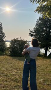 Aunty Lu and Boaz looking over Mary Lake